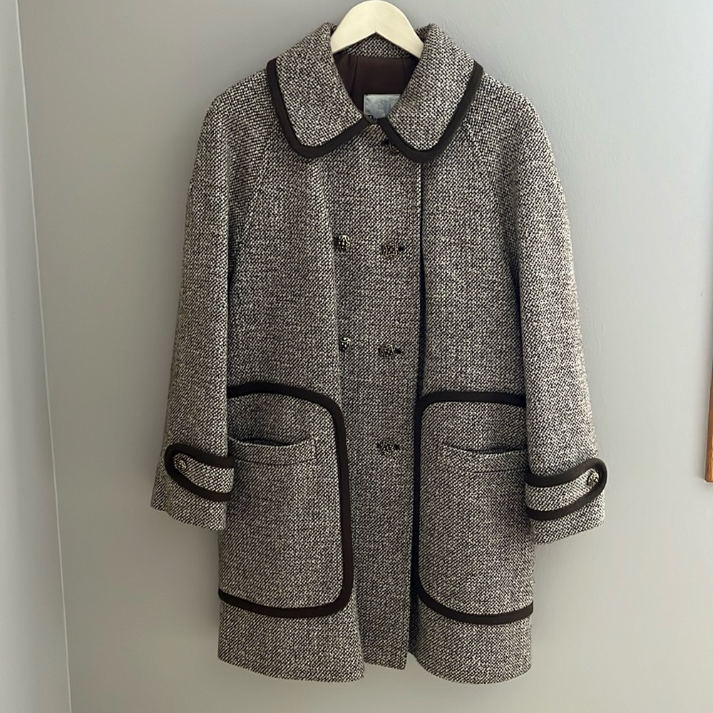 Vintage 60’s Tweed Coat M. Liman Co.‎ Penguin Fashions Brown Tan Size Various